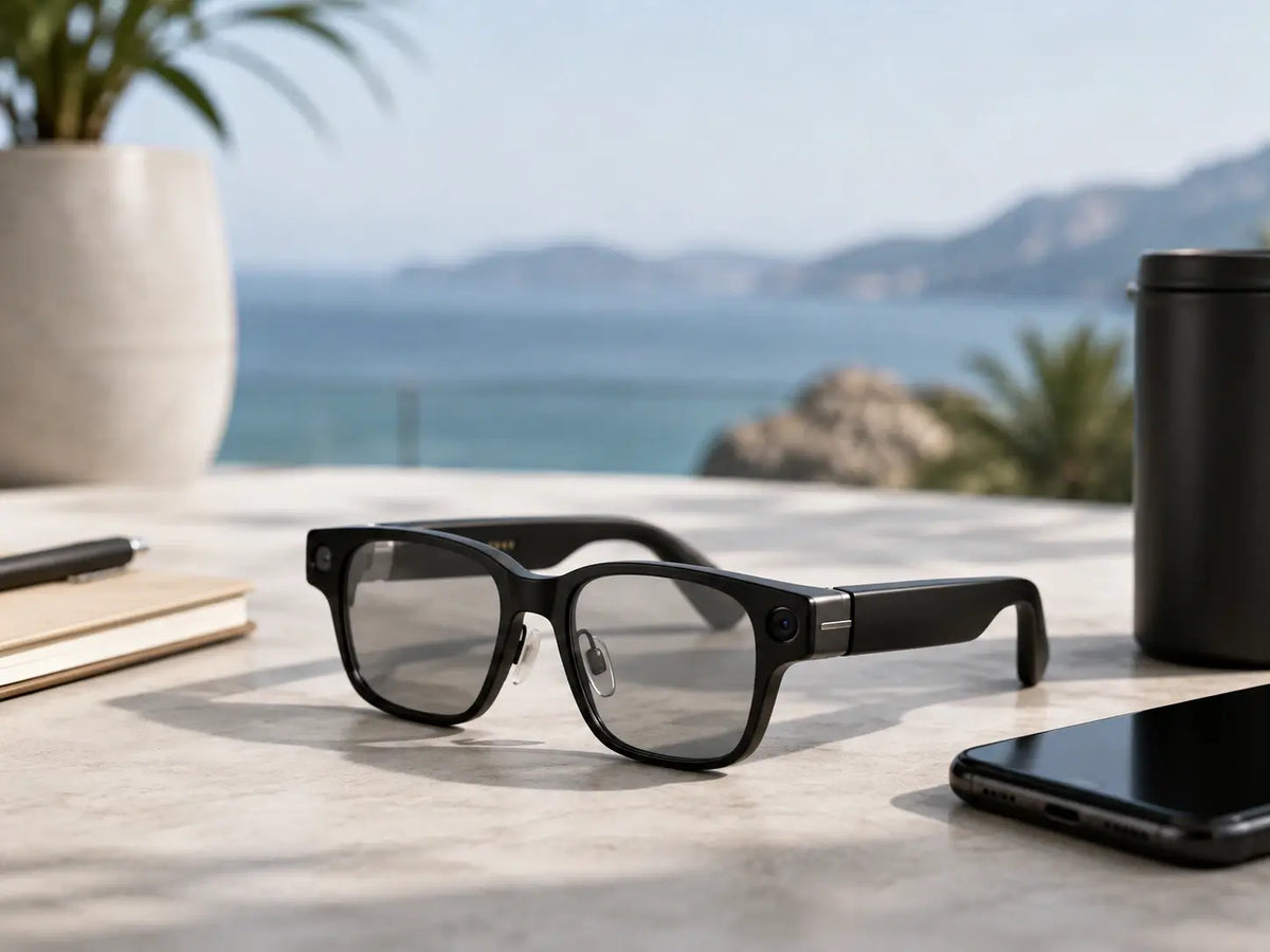 TECHQO smart glasses with AI features for travel, work and everyday life